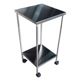 Mesa Auxiliar 40x40x80 De Inox Com Rodas