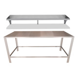 Mesa Auxiliar Cirúrgica 140x53 S rodas Prateleira Inox 304