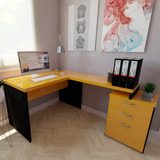 Mesa Auxiliar Com Gaveteiro Pedestal Pasta Suspensa E 2 Wt