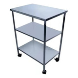 Mesa Auxiliar Inox 80x40x80 cxlxa 3 Prateleiras Com Rodas