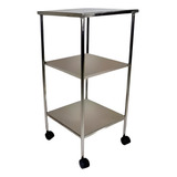 Mesa Auxiliar Inox Com 3 Prateleiras 40x40x78 Com Rodas