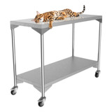 Mesa Auxiliar Inox Reforçada P Instr Cirúrgicos Com Rodas