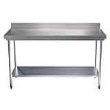 Mesa Bancada Em Aço Inox Com Espelho E Prateleira 150x60x85 Aço Rio