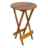Mesa Bistrô Alta Dobrável Redonda Madeira Maciça Pinus Mel 
