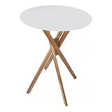 Mesa Bistro Pulpito Akemi Branco 60cm Redonda Mdf 95cm Alta Bar Jt Home