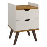 Mesa Cabeceira De Cama Organizadora 2 Gaveta Nicho Clássica Acabamento Fosco Cor Offwhite freijo Moveis Barboza