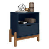 Mesa Cabeceira Quarto Mini Cômoda 1 Gaveta Antares Casa D Cor Azul Cobalto