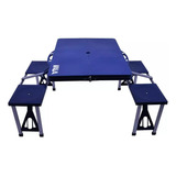 Mesa Camping Dobrável Alumínio Tipo Maleta Com 4 Banquetas