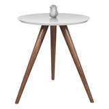 Mesa Canto Lateral Redonda Vidro Pé Palito Tampo 45 Cm