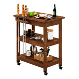Mesa Carrinho De Churrasco Gourmet Auxiliar Liso Resistente