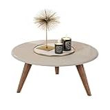 Mesa Centro Ou Lateral Tripé Tampo MDF 52cm Tati Mesinha Redonda De Canto Pé Palito Off White 