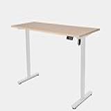 Mesa Com Regulagem De Altura Elétrica - Active Desk -Carvalho Com Base Branca- 150x60cm-