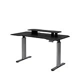Mesa Com Regulagem De Altura Elétrica E Stand Lift 134 Cm - Preto Fosco C-Prata