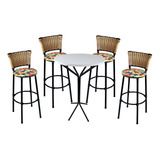 Mesa Conjunto Bistrô 04 Banquetas Junco
