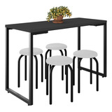 Mesa Cozinha Bistrô Porto Pto 120 E 4 Banqueta Maviê Bco pto