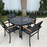 Mesa De Alumínio Com 4 Cadeiras Em Tela Sling Perpétua