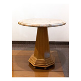 Mesa De Apoio Antiga Madeira Maciça Cerejeira Tampo Mármore