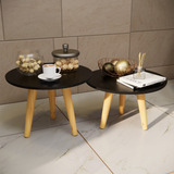 Mesa De Apoio Baixa Lateral Centro Pé Palito Tripé Kit 2 Uni