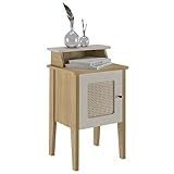 Mesa De Apoio Com Porta De Abrir CHARLOTTE Cor Carvalho Off White Artely