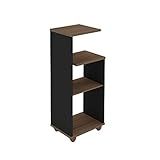 Mesa De Apoio Com Prateleiras BIS Cor Amendoa Com Preto Artely