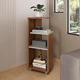 Mesa De Apoio Com Prateleiras BIS Cor Cinamomo Off White Artely