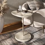 Mesa De Apoio Em MDF 25mm Com Haste Metálica Pintura Dourado BEL Cor Off White Artely