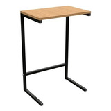 Mesa De Apoio Lateral E Cabeceira Sofá Cama E Sala Cor Aço Preto E Tampo Corazzi Mdf Dicarlo