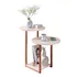 Mesa De Apoio Sala Alta Redonda Quadrada Lateral De Cama Cor Off White/rosê Gold