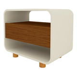 Mesa De Cabeceira 1 Gaveta Innova Off White Castanho Rede M