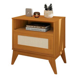 Mesa De Cabeceira 1 Gaveta Quarto Retrô City Edn Cor Cedro