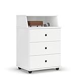 Mesa De Cabeceira 3 Gavetas Luxo EJ Móveis Branco