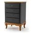 Mesa De Cabeceira 4 Gavetas Luis Xv Off White (80,5x53x43cm) Acabamento Laca Cor Preto
