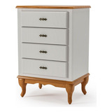 Mesa De Cabeceira 4 Gavetas Luis Xv Off White 80 5x53x43cm Acabamento Laca
