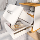 Mesa De Cabeceira Balli Suspensa 2 Gavetas Oculta Secreta Acabamento Brilhante Cor Off White nature