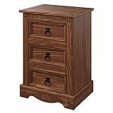 Mesa De Cabeceira De Madeira Com 3 Gavetas Mahogany
