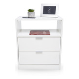 Mesa De Cabeceira Estilo Cômoda 50cm Branco Com 2 Gavetas E 1 Nicho Para Quarto Lateral Da Cama Fl Decor