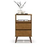 Mesa De Cabeceira Estilo Retro Roma Com 2 Gavetas Classic E Nicho Freijó