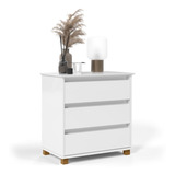 Mesa De Cabeceira Mini Cômoda Criado 3 Gavetas Para Quarto