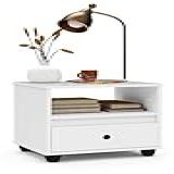 Mesa De Cabeceira Mudo Box Retro Com Gaveta Quarto Cama Branco 