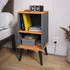 Mesa De Cabeceira Mudo Retro Quarto Charme Casa Uau Cor Cinza Cinamomo
