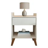 Mesa De Cabeceira Para Quarto Gaveta Decoração Pés Nicho Acabamento Fosco Cor Branco