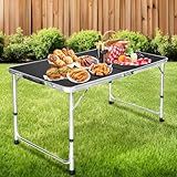 Mesa De Camping Dobrável Em Alumínio 120x60 Preto