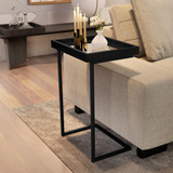 Mesa De Canto Luxo Com Espelho Preto 4774   Jb Bechara Cor Preto preto