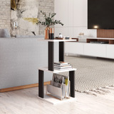 Mesa De Canto Mesinha Apoio Lateral Sofá Aparador Sala Decor Cor Branco preto
