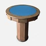 Mesa De Carteado Com Gavetas E Porta Copos Vintage 0 90x0 80 Com Xadrez Azul Petróleo