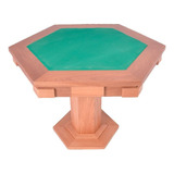 Mesa De Carteado Sextavado Com Gavetas E Porta copos