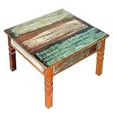 Mesa De Centro 60 X 60 Cm Madeira De Demolição Com Pátina