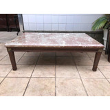 Mesa De Centro Clássica Estilo Inglês Em Madeira E Mármore