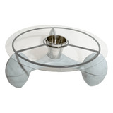 Mesa De Centro Com Champanheira Redonda 98cm Área Externa Cor Cinza