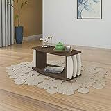 Mesa De Centro Com Detalhes Laterais 100 MDF CARIBE Cor Amendoa Off White Artely